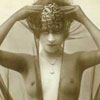 Vintage Woman with Scarves and Crown showing her Breasts