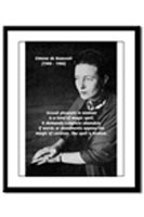 Simone de Beauvoir Framed Print. The Philosophy Gift Shop: Calendars, Journals, Greeting Cards, Postcards, Prints, Mousepads, Bumper Stickers, Mugs & Beer Steins, Wall Time Clocks, Buttons & Fridge Magnets, Tile Coasters.