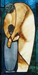 Mother and Child Blue - Stained Glass Art by Judy Castelli, 1995. Child Abuse Survivor, Multiple Personality, Artist, Author
