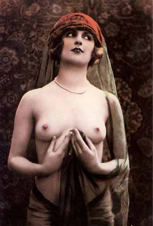 Topless Vintage Erotica Woman in Scarf